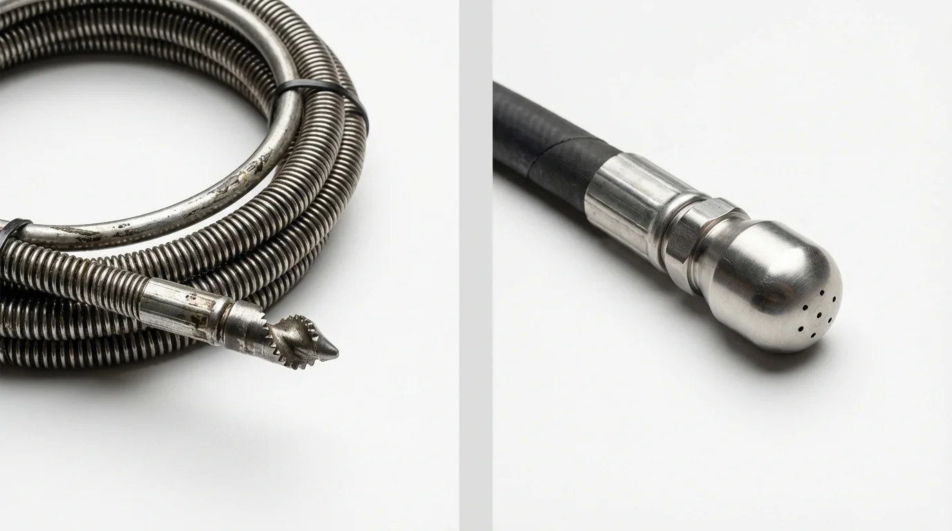 Drain snake cable and hydro jetting nozzle used for drain cleaning in Lordsburg, NM