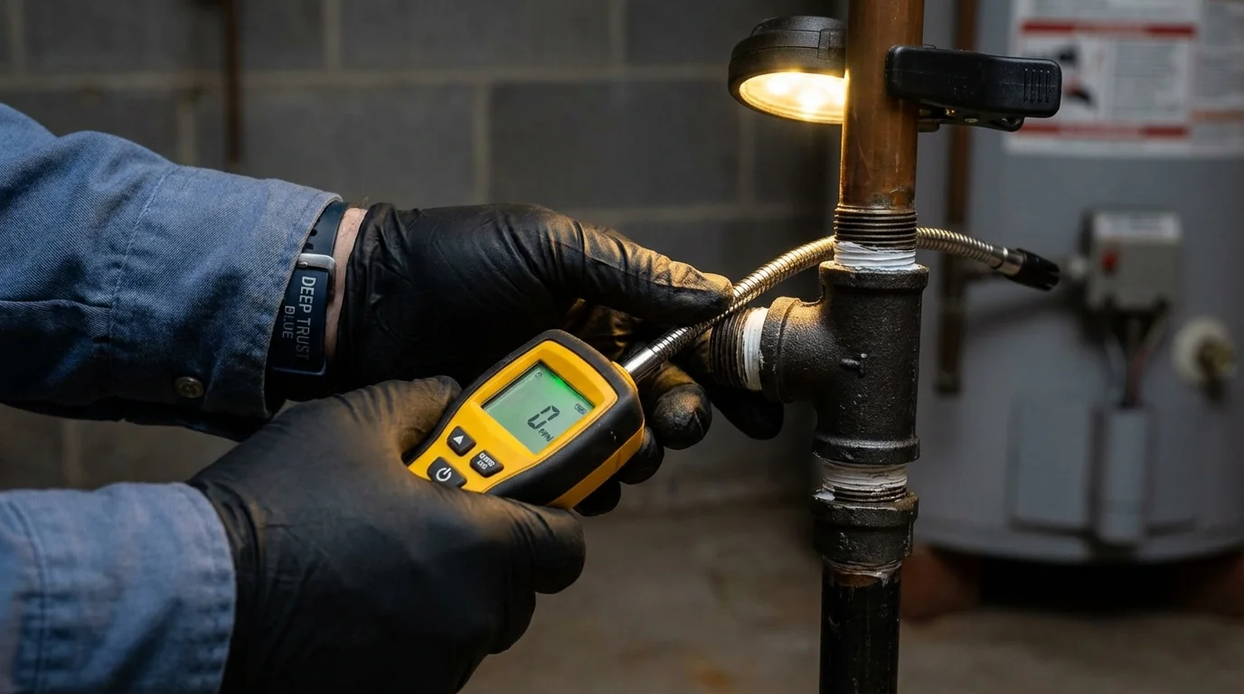 Gas leak detection with electronic sniffer by Johns Plumbing LLC in Lordsburg